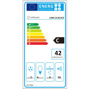 Turbionaire integrata TLN50B, Capacitate de absorbtie 430 m3/h, Iluminare LED, 3 viteze, 50 cm, Negru