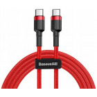 Cablu de date / adaptor Baseus Cafule CATKLF-H09, USB-C Male la USB-C Male, Quick Charge 3.0, 2 m, Red, amperaj maxim suportat 3A