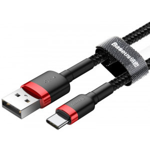 Baseus Cafule CATKLF-C91, USB Male la USB-C Male, 2 m, Black, amperaj maxim suportat 3A