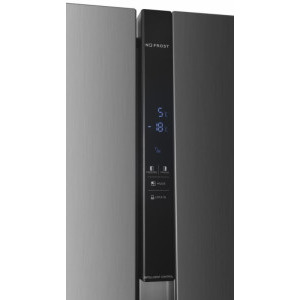 Heinner HSBS-H439NFXWDE++, 439 L, Clasa E, Full No Frost, Inverter, Dozator apa, Control electronic, Iluminare LED, 177 cm, Inox