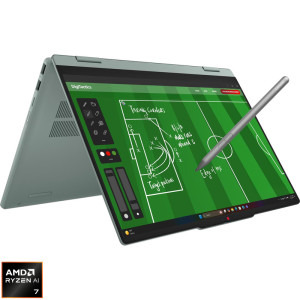 Laptop Lenovo 14'' IdeaPad 5 2-in-1 14AGP11, WUXGA OLED Touch, Procesor AMD Ryzen™ AI 7 445 (8M Cache, up to 4.60 GHz), 16GB DDR5, 1TB SSD, AMD Radeon 840M, No OS, Breeze Moss