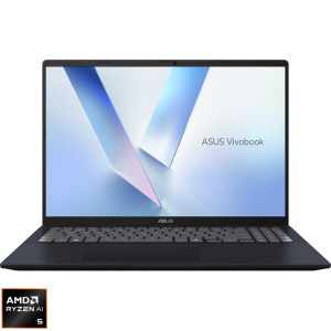 Laptop ASUS 16 Vivobook 16 M1607KA, WUXGA, Procesor AMD Ryzen™ AI 5 330 (8M Cache, up to 4.50 GHz), 16GB DDR5, 512GB SSD, AMD Radeon 820M, No OS, Quiet Blue