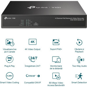 TP-LINK VIGI NVR1004H-4P 4 Canale