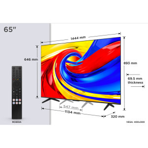 TCL Smart TV QLED 65P7L Seria P7L 164cm negru 4K UHD HDR