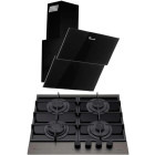 Pachet incorporabil Tornado Eclipse Plita pe gaz & & Hota decorativa, Inox/Negru