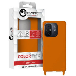 Lemontti Capac protectie spate Silicon cu Snur Orange pentru Redmi 12C
