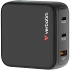 Incarcator retea Verbatim 30238, 2x USB-C, 1x USB, Quick Charge 100 W, GaN, Display, Black