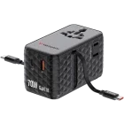 Incarcator retea Verbatim Adaptor universal 30186, 3x USB-C, 1x USB, Quick Charge 70 W, GaN, Cablu USB-C integrat, Black
