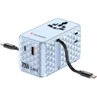 Incarcator retea Verbatim Adaptor universal 30187, 3x USB-C, 1x USB, Quick Charge 70 W, GaN, Cablu USB-C integrat, Blue