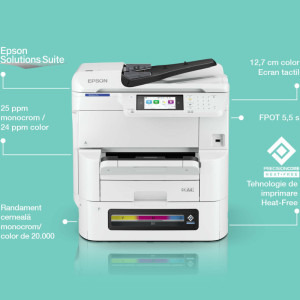 Epson WorkForce Pro EM-C8100RDWF, InkJet, Color, Format A3+, Duplex, Retea, Wi-Fi, Fax