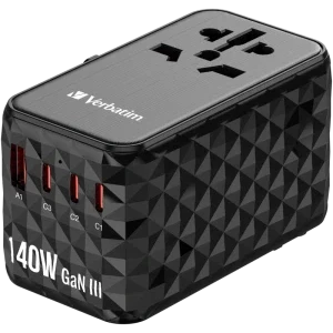 Verbatim Adaptor universal 32125, 3x USB-C, 1x USB, Quick Charge 140 W, Black