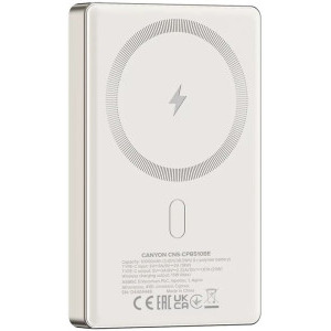 Canyon 10000 mAh, OnPower 510 Slim, Incarcare wireless Magsafe, Power Delivery 20W, Beige
