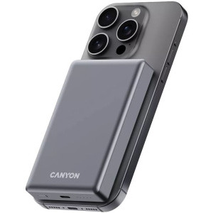 Canyon 10000 mAh, OnPower 510 Slim, Incarcare wireless Magsafe, Power Delivery 20W, Dark Grey