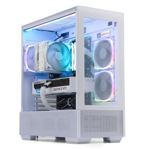 Gaming DRAGON Epic Pro Alb, Intel i5-13500 2.5GHz, 32GB DDR5, 1TB SSD, RTX 4070 12GB GDDR6X, Iluminare RGB
