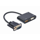 Adaptor Gembird 1x VGA Male - 1x HDMI Female + 1x VGA, Negru
