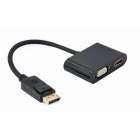 Adaptor Gembird 1x DisplayPort Male - 1x HDMI Female + 1x VGA Female, Negru