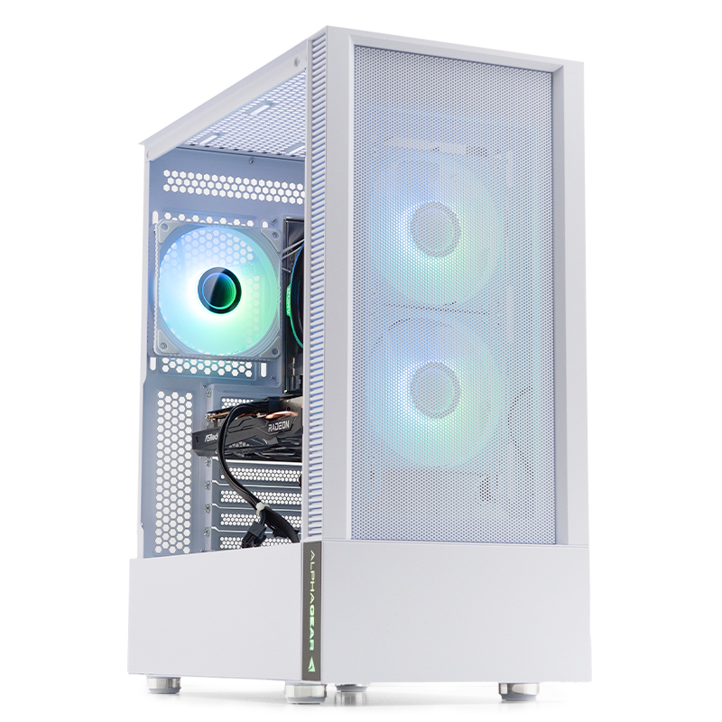 PC Gaming ZMEU Legendar Alb Pro, AMD Ryzen 5 5500 3.6GHz, 16GB DDR4, 1TB SSD, RX 6600 8GB GDDR6, Iluminare RGB