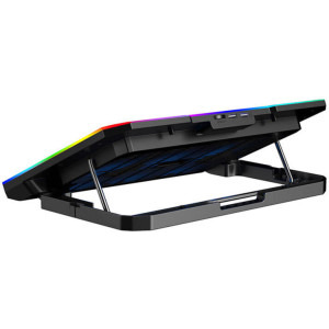 Havit F2069, laptop 16 inch, 2 ventilatoare, iluminare RGB, suport telefon, Black