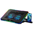 Stand/Cooler notebook Havit F2069, laptop 16 inch, 2 ventilatoare, iluminare RGB, suport telefon, Black