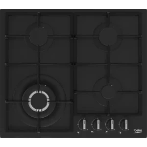 Plita incorporabila Beko HBIAG64225SB, Gaz, 4 arzatoare, Aprindere electrica integrata, Sistem de siguranta, Wok, 60 cm, Negru