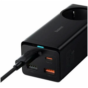 Baseus GaN3 Pro, Desktop Powerstrip 65W, 2x USB-C, 2x USB, AC, Black