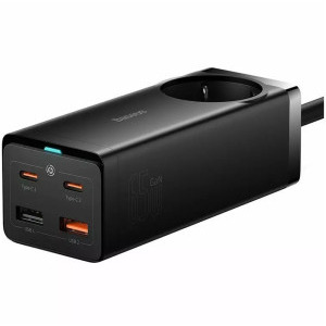 Incarcator retea Baseus GaN3 Pro, Desktop Powerstrip 65W, 2x USB-C, 2x USB, AC, Black