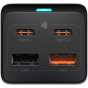 Baseus GaN3 Pro, Desktop Powerstrip 65W, 2x USB-C, 2x USB, AC, Black