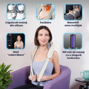 Suporto Aparat de masaj cervical, Shiatsu 5D, Incalzire