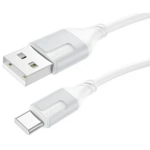 Cablu de date / adaptor Borofone BX101, USB Male la microUSB Male, 1 m, White