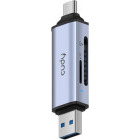 Cititor carduri CUDY UH200 USB-C 3.2 Gen 1 + USB-A 3.2 Gen 1 la SD/TF, Silver Gray