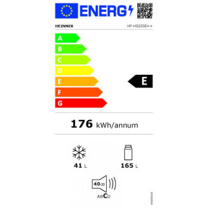 Heinner HF-HS205E++, 206 L, Clasa E, Control mecanic, Iluminare LED, 143 cm, Alb