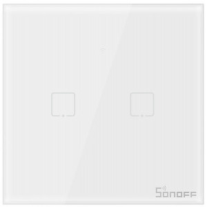 Sonoff Intrerupator dublu cu touch T1EU2C, Wi-Fi + RF, control de pe telefonul mobil