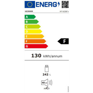 Heinner HF-N250F+, 242 L, Clasa F, Iluminare LED, 143 cm, Alb