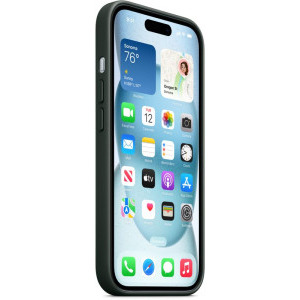 Apple Protectie pentru spate, material FineWoven, cu MagSafe pentru iPhone 15, culoare Evergreen