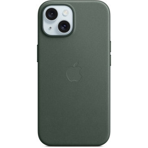 Apple Protectie pentru spate, material FineWoven, cu MagSafe pentru iPhone 15, culoare Evergreen