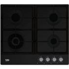 Plita incorporabila Beko HIAW64225SB, Gaz, 4 arzatoare, Gratar de fonta, Negru