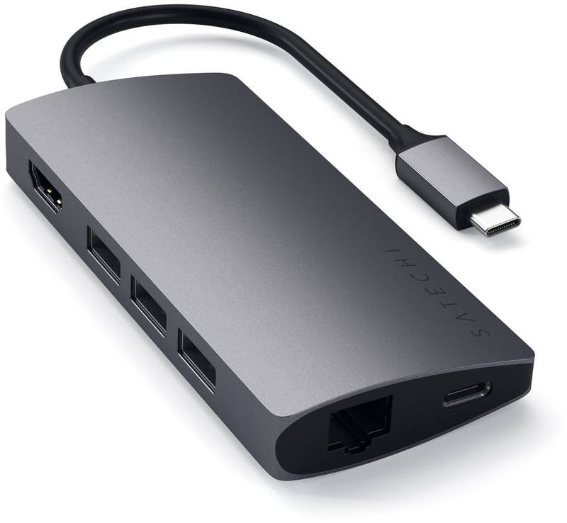 Satechi USB-C Multiport 1x HDMI 4K, 3x USB 3.0, 1x microSD, 1x Ethernet V2, Space Grey