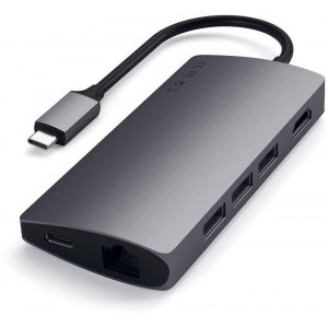 Satechi USB-C Multiport 1x HDMI 4K, 3x USB 3.0, 1x microSD, 1x Ethernet V2, Space Grey