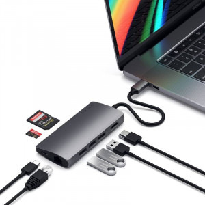 Satechi USB-C Multiport 1x HDMI 4K, 3x USB 3.0, 1x microSD, 1x Ethernet V2, Space Grey