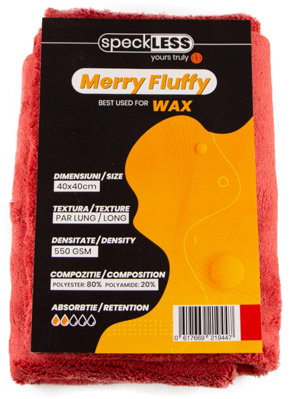 Produs microfibra speckLESS Laveta microfibre fara margini Merry Fluffy 550 GSM Rosu 3 buc