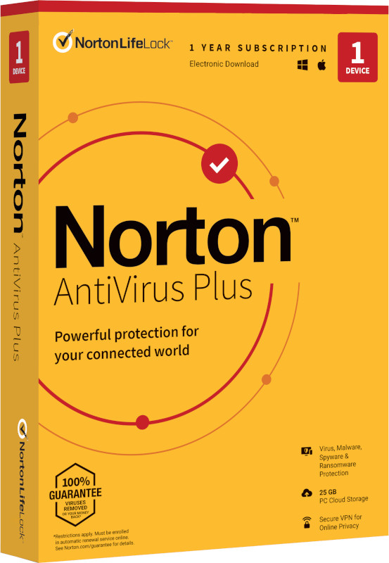 Antivirus Norton Plus, Backup 2GB, 1 Utilizator, 1 Dispozitiv, 1 An