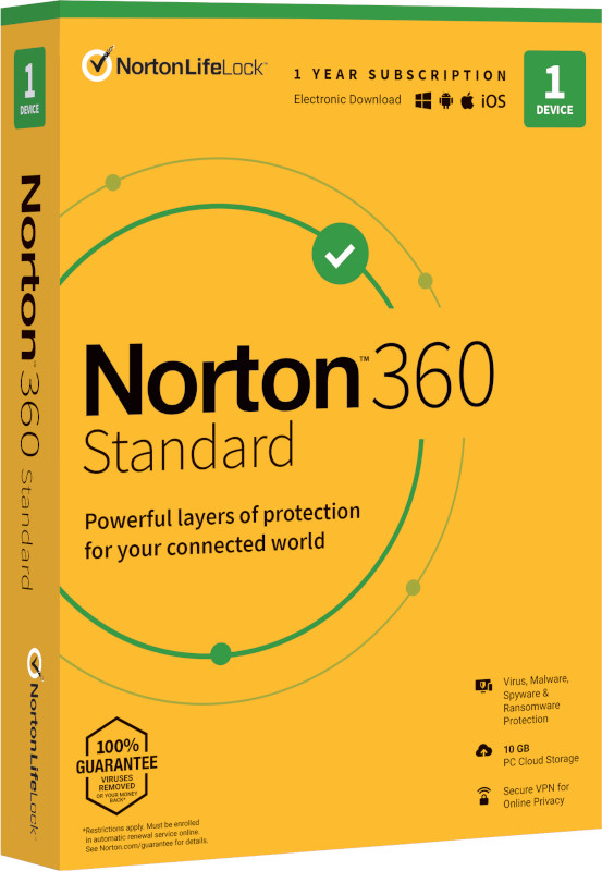 Antivirus Norton 360 Standard, Backup 10GB, 1 Utilizator, 1 Dispozitiv, 1 An