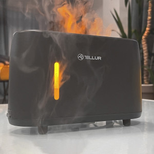 Tellur Difuzor aromaterapie cu flacara, Autonomie 15 ore, Capacitate 240 mL, Negru