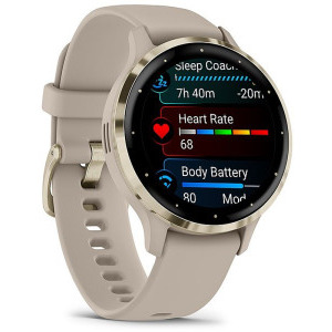 Garmin Venu 3S, GPS, Wi-Fi, curea silicon, French Gray/Soft Gold