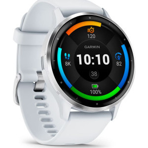 Garmin Venu 3, GPS, Wi-Fi, curea silicon, 45mm, Silver/Whitestone