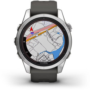Garmin Fenix 7S Pro Solar, Glass, curea Graphite, Argintiu