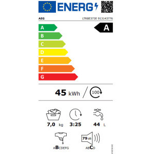 AEG verticala LTR8E373E, 7 kg, 1300 RPM, Clasa A, Inverter, PowerClean, ProSteam, ProSense, Alb