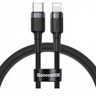 Cablu de date / adaptor Baseus High Density Braided, CATLGD-01, USB-C Male la Lightning Male, 1 m, Black