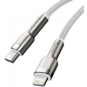 Baseus Cafule Metal, CATLJK-A02, USB-C Male la Lightning Male, 1 m, White