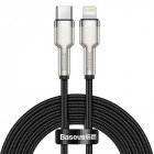Cablu de date / adaptor Baseus Cafule Metal, CATLJK-A01, USB-C Male la Lightning Male, 1 m, Black
